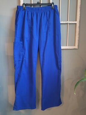 Scrubstar Women's Electric Blue Cargo Medical Scrub Pants, Sz Large, Uniform